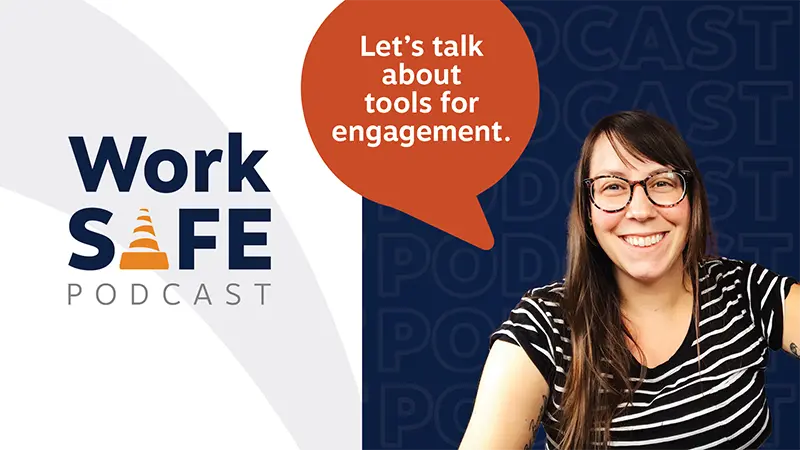 Woman with speech bubble: "Let's talk about tools for engagement"
