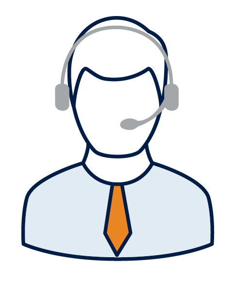 Illustration of a customer service representative wearing a headset.