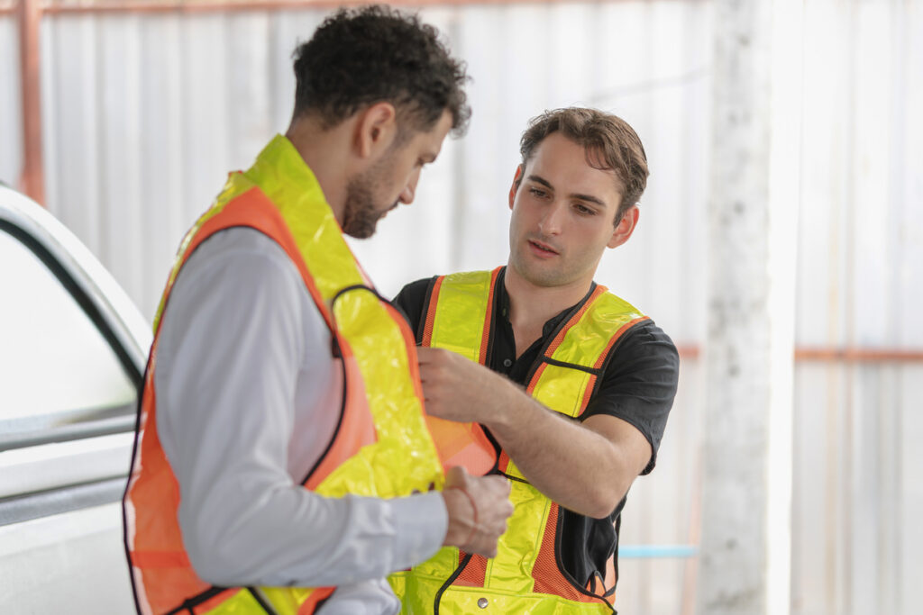 Engineers inspect the construction site, Site manager and foreman worker team on construction site